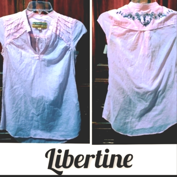 Vintage 2007 Libertine Cotton Blouse, Pleated Rose Logo, Exquisite Details! - Picture 1 of 11
